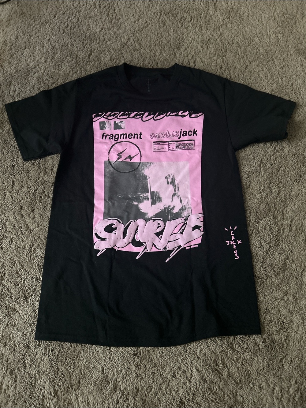 Cactus Jack by Travis Scott Black Tee with Pink Graphic